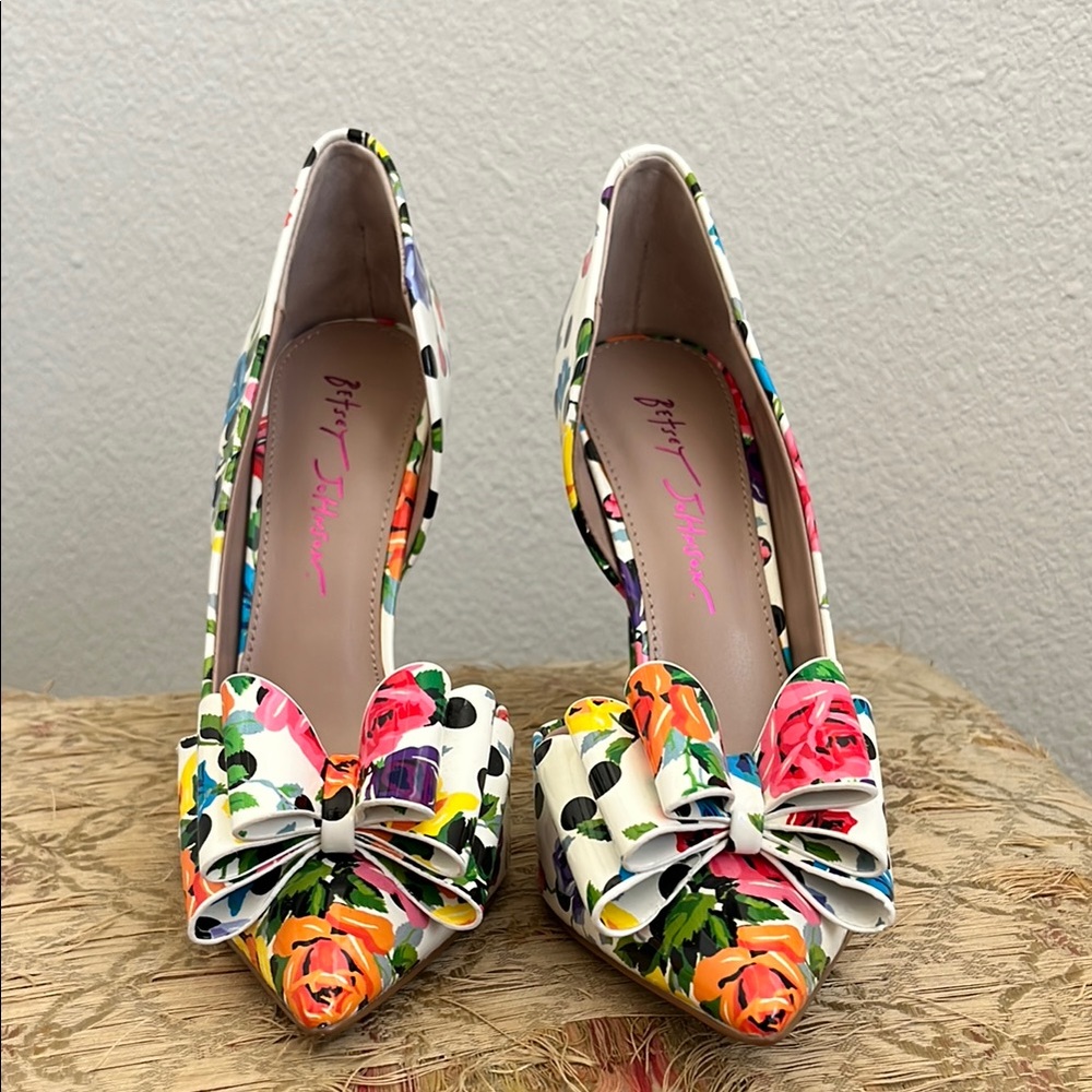 Betsey Johnson Floral High Heels in White